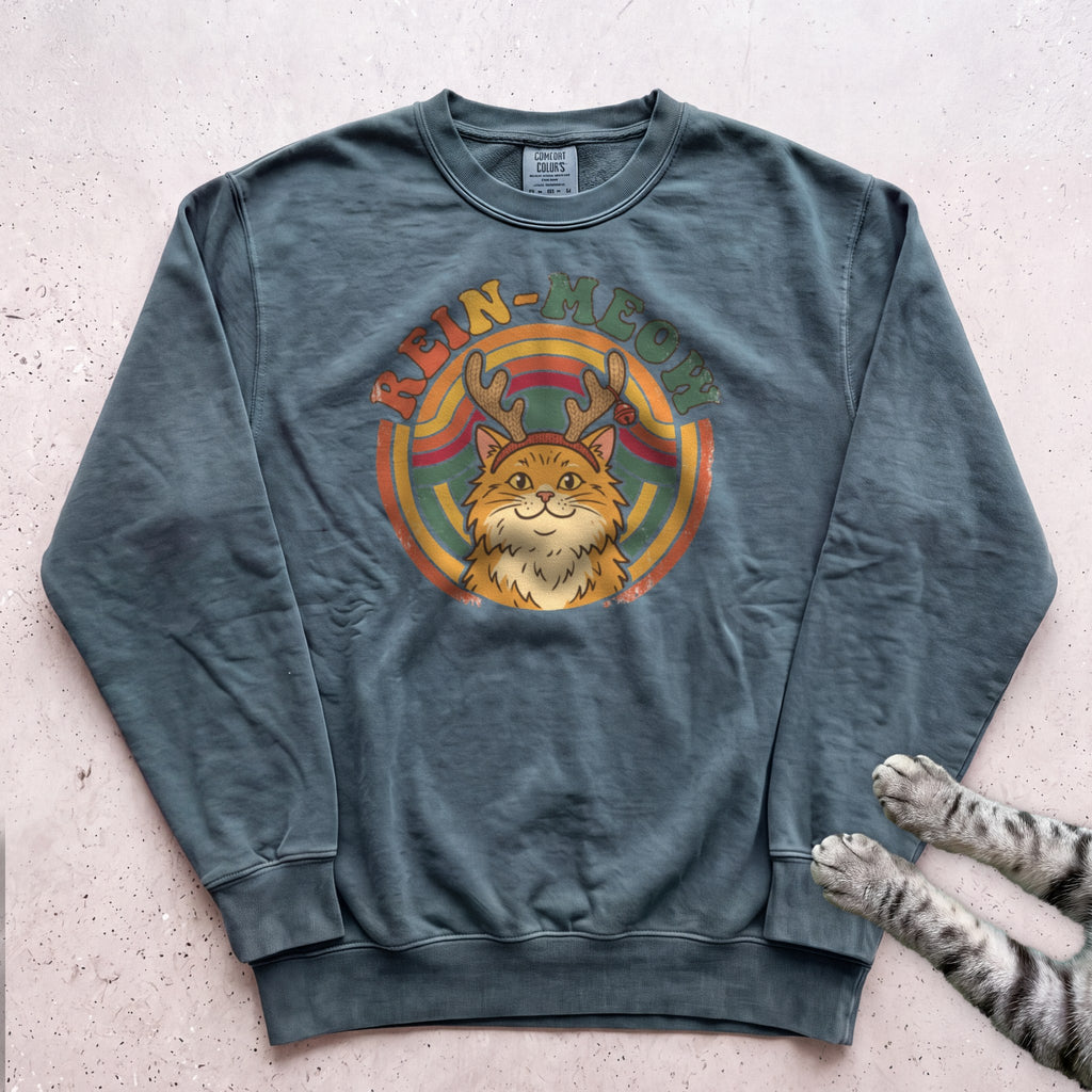 Rein-Meow Cat Sweatshirt - Blue Spruce