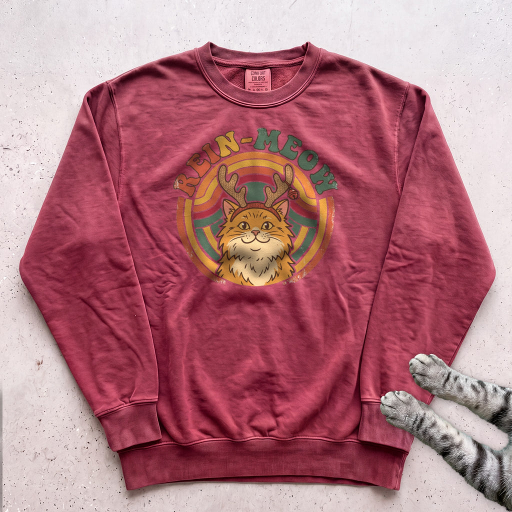 Rein-Meow Cat Sweatshirt - Crimson