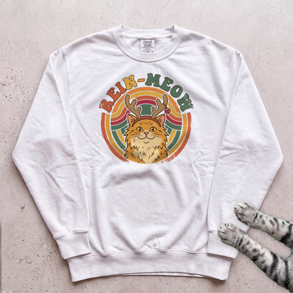 Rein-Meow Cat Sweatshirt - White