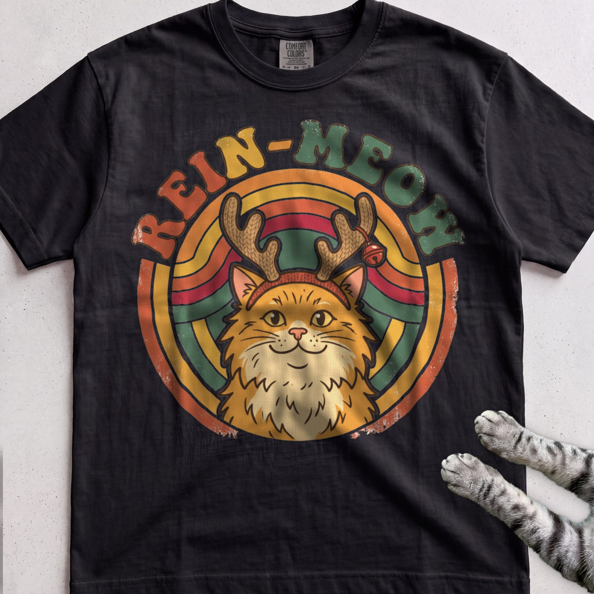 Rein-Meow Cat T-Shirt - Black