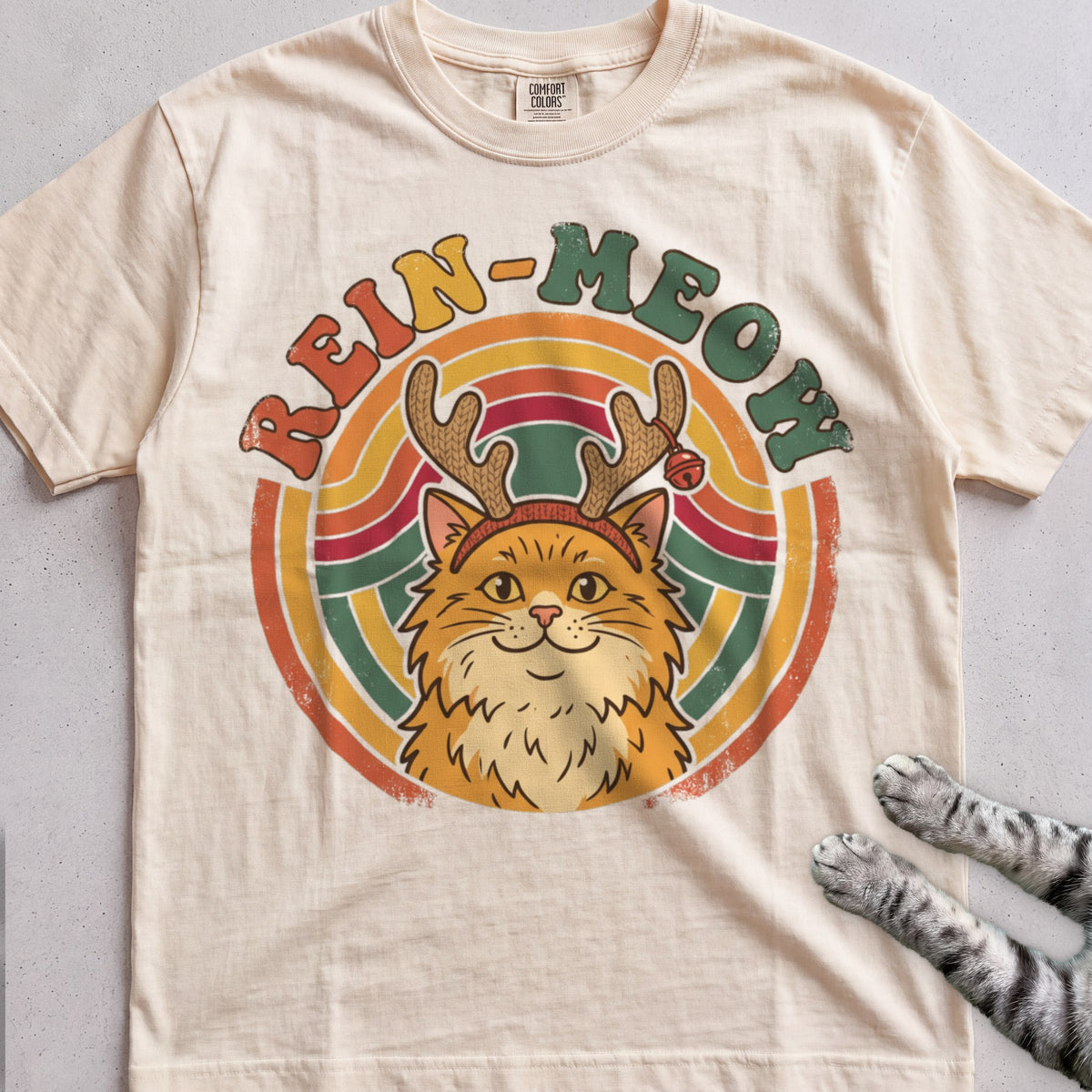 Rein-Meow Cat T-Shirt - Ivory
