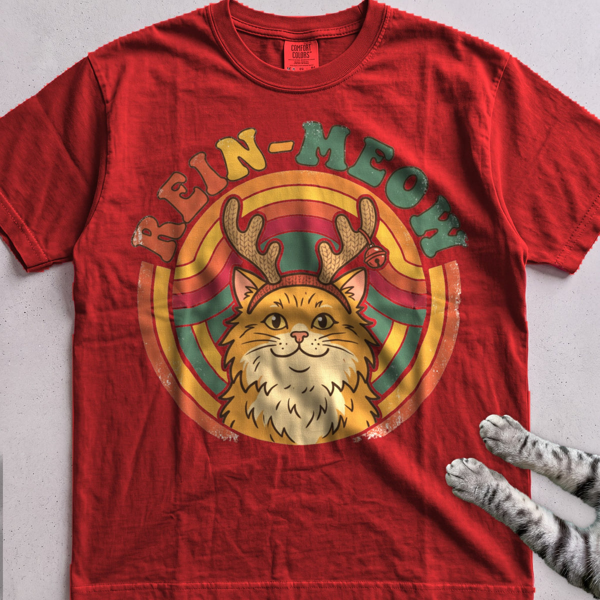 Rein-Meow Cat T-Shirt - Red