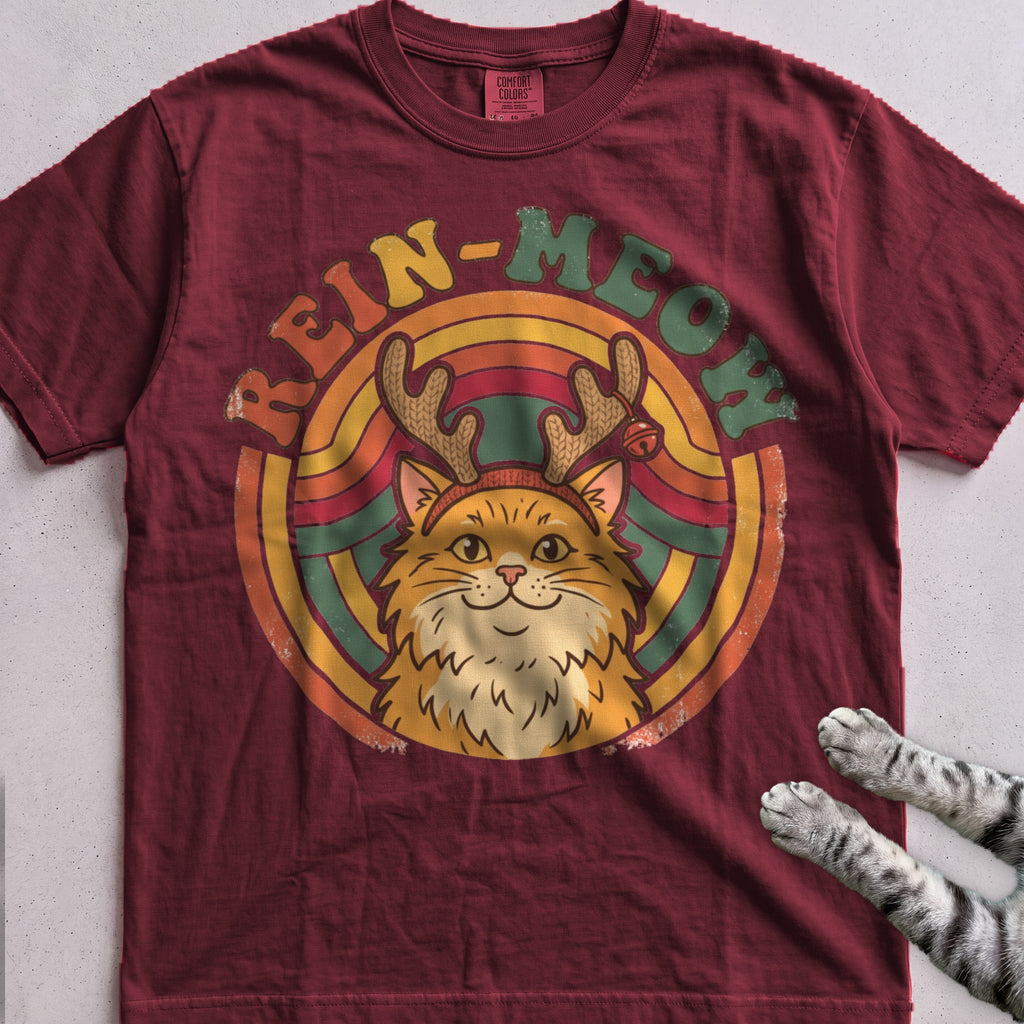 Rein-Meow Cat T-Shirt - Wine