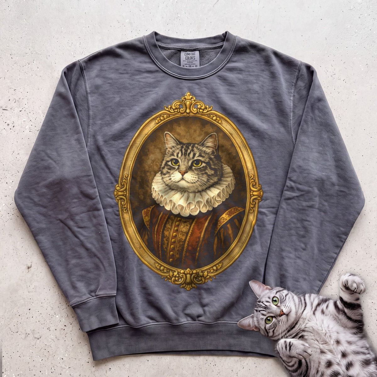 Renaissance Noble Cat Portrait Personalized Sweatshirt - Pepper