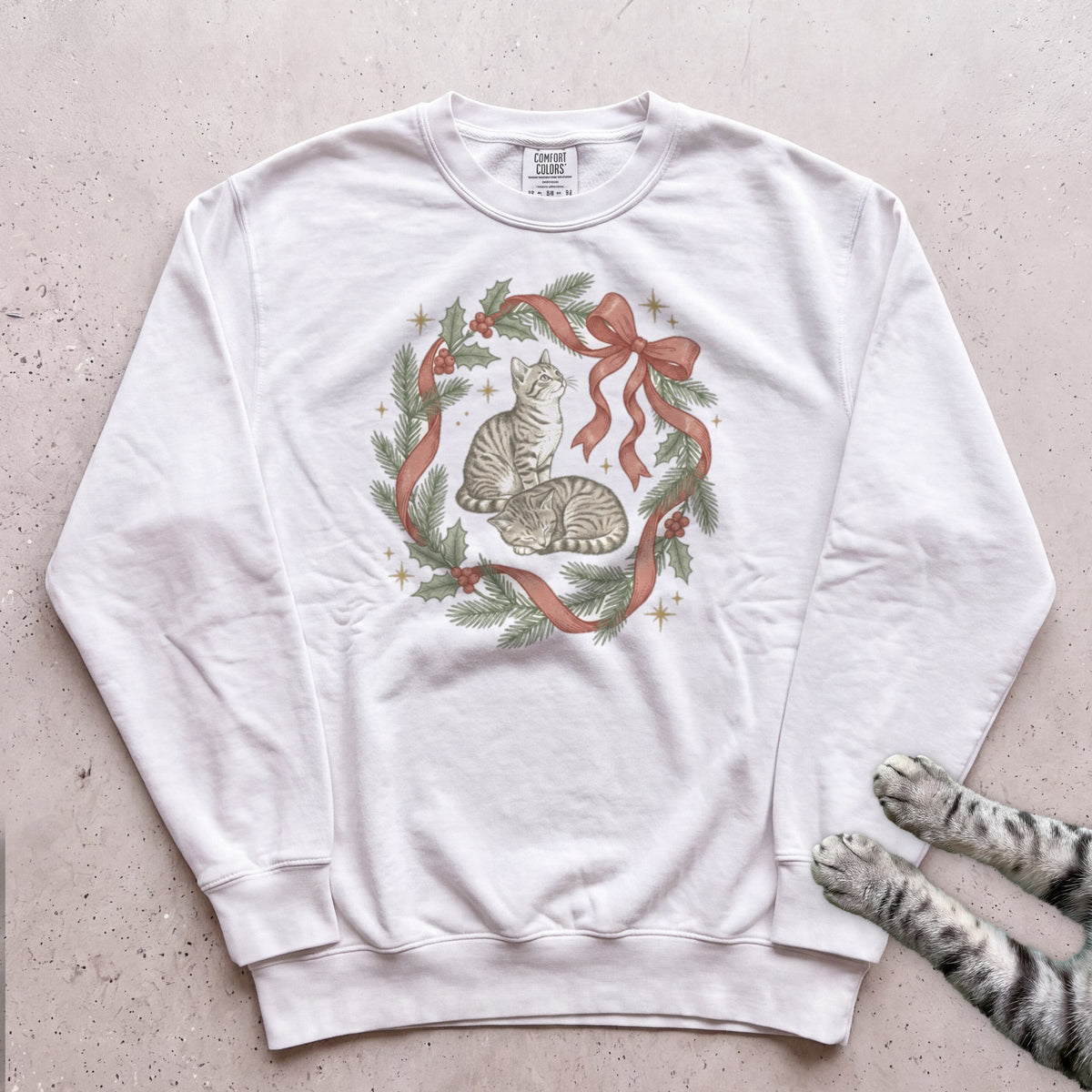 Ribbon & Pine Kittens Sweatshirt - White