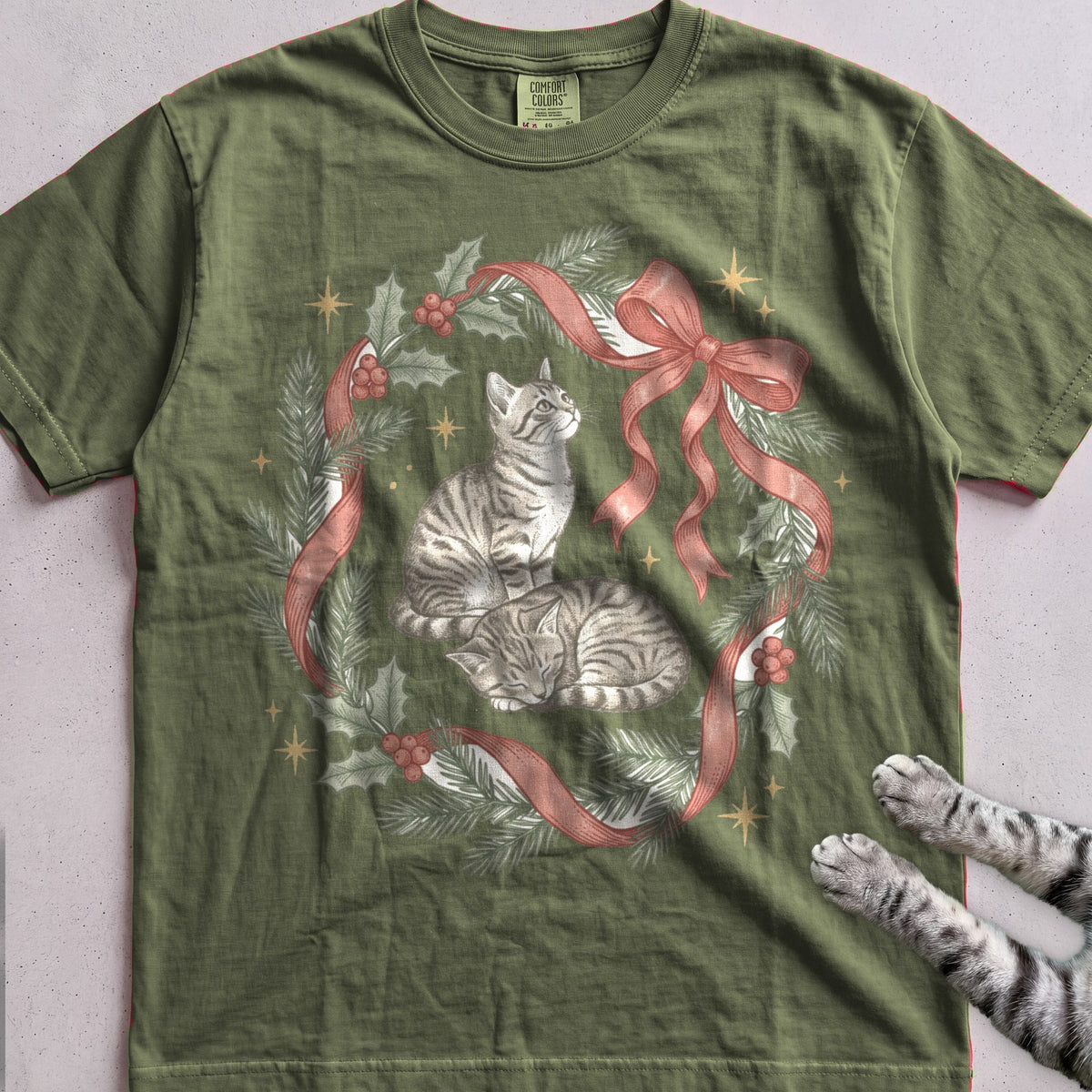 Ribbon & Pine Kittens T-Shirt - Hemp