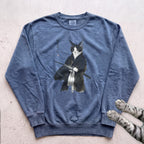 Samurai Cat Sweatshirt - Blue Jean