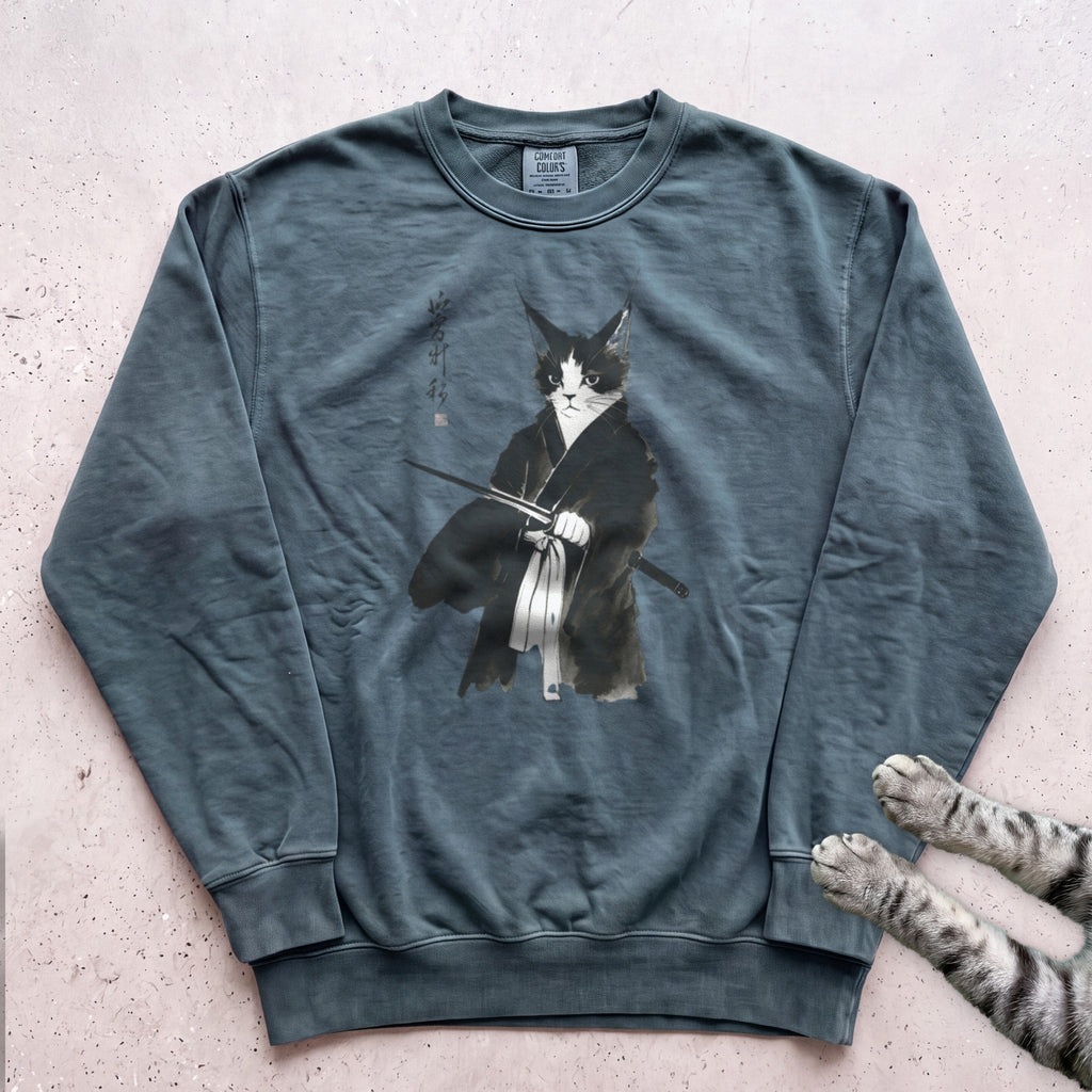 Samurai Cat Sweatshirt - Blue Spruce