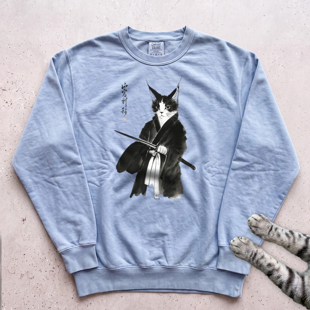 Samurai Cat Sweatshirt - Chambray