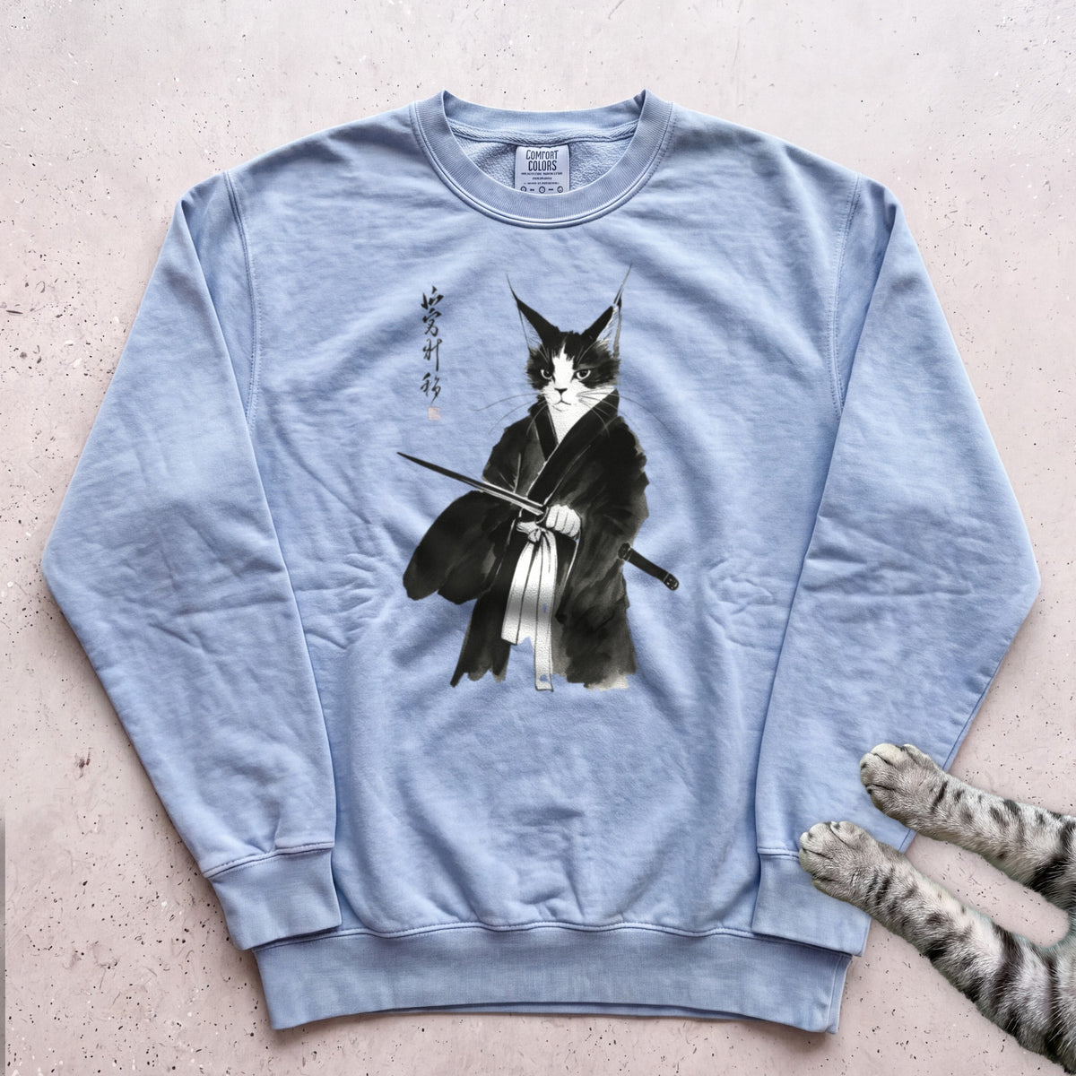 Samurai Cat Sweatshirt - Chambray