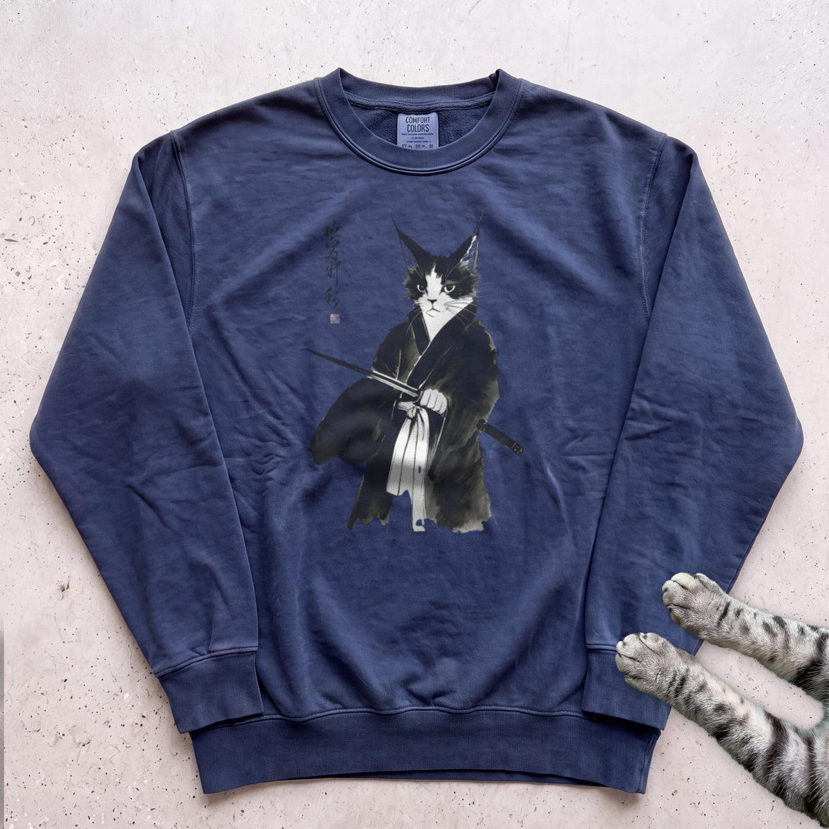 Samurai Cat Sweatshirt - True Navy