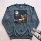 Santa Got Stuck Cat Sweatshirt - Blue Spruce
