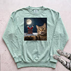 Santa Got Stuck Cat Sweatshirt - Light Green