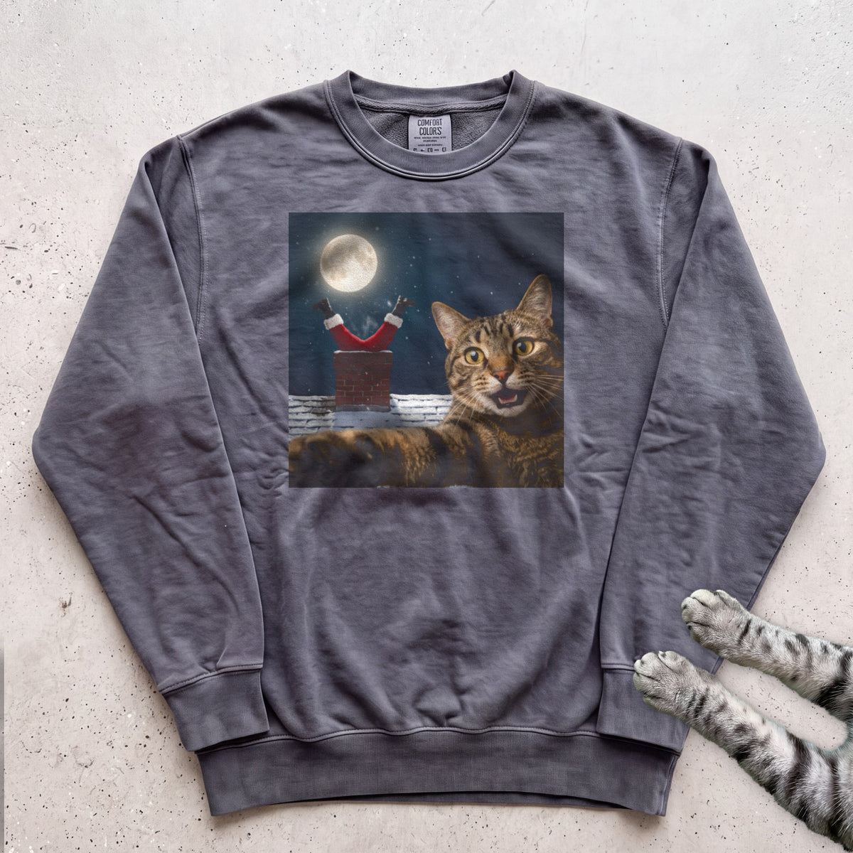 Santa Got Stuck Cat Sweatshirt - Pepper