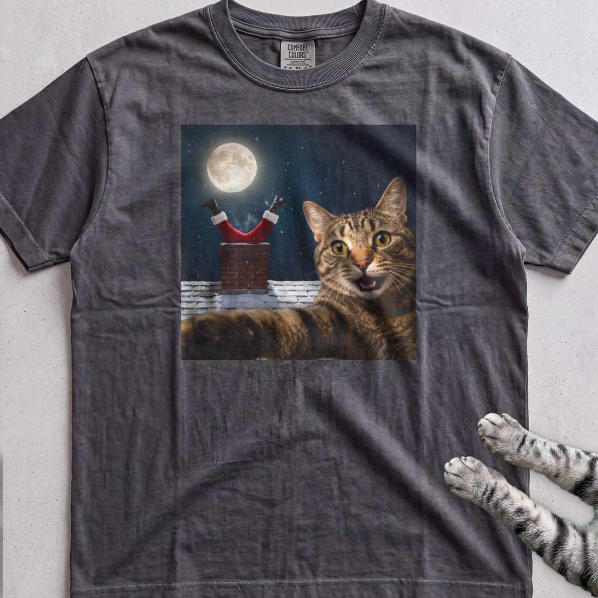 Santa Got Stuck Cat T-Shirt - Pepper