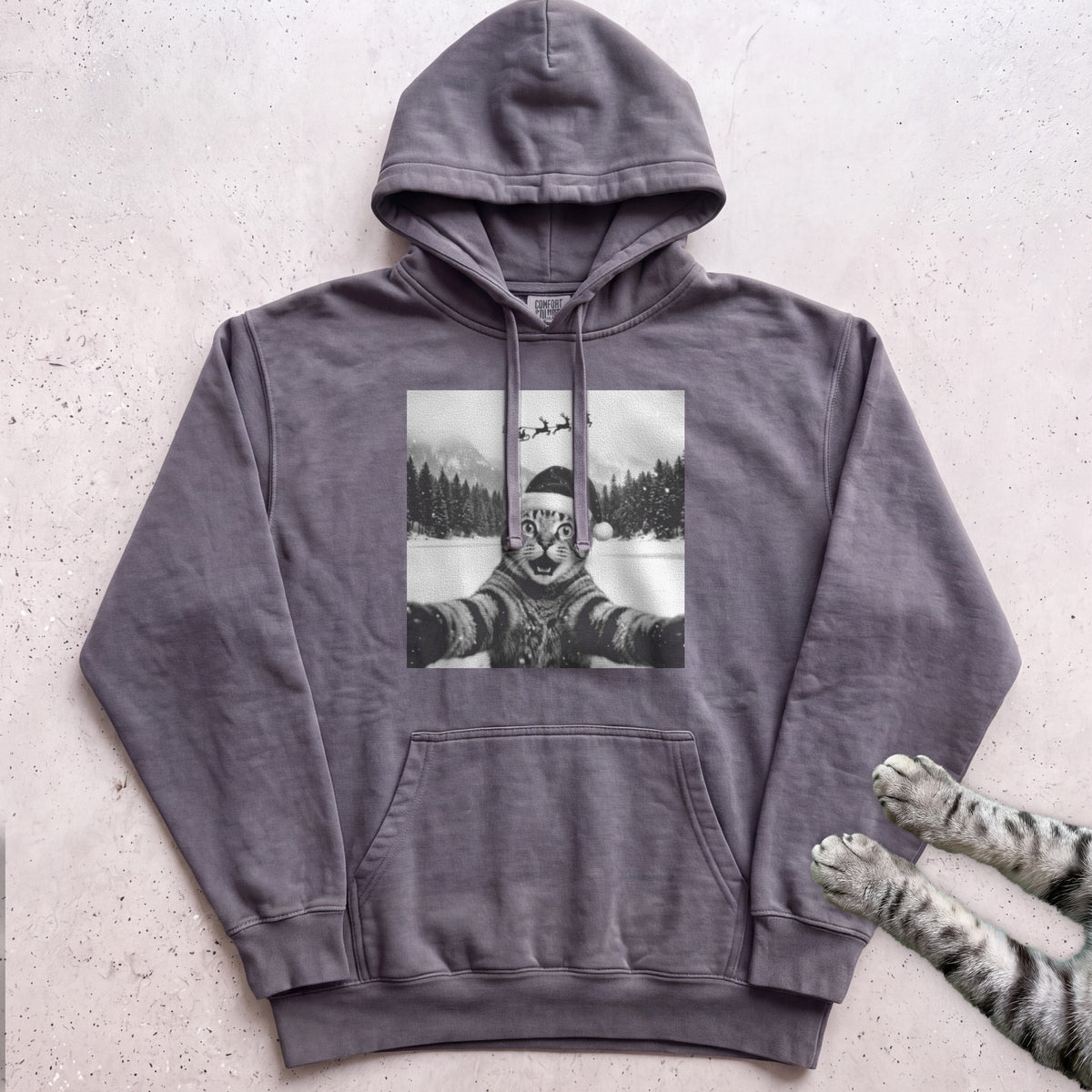 Santa Photobomb Selfie Cat Hoodie - Pepper