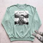 Santa Photobomb Selfie Cat Sweatshirt - Light Green