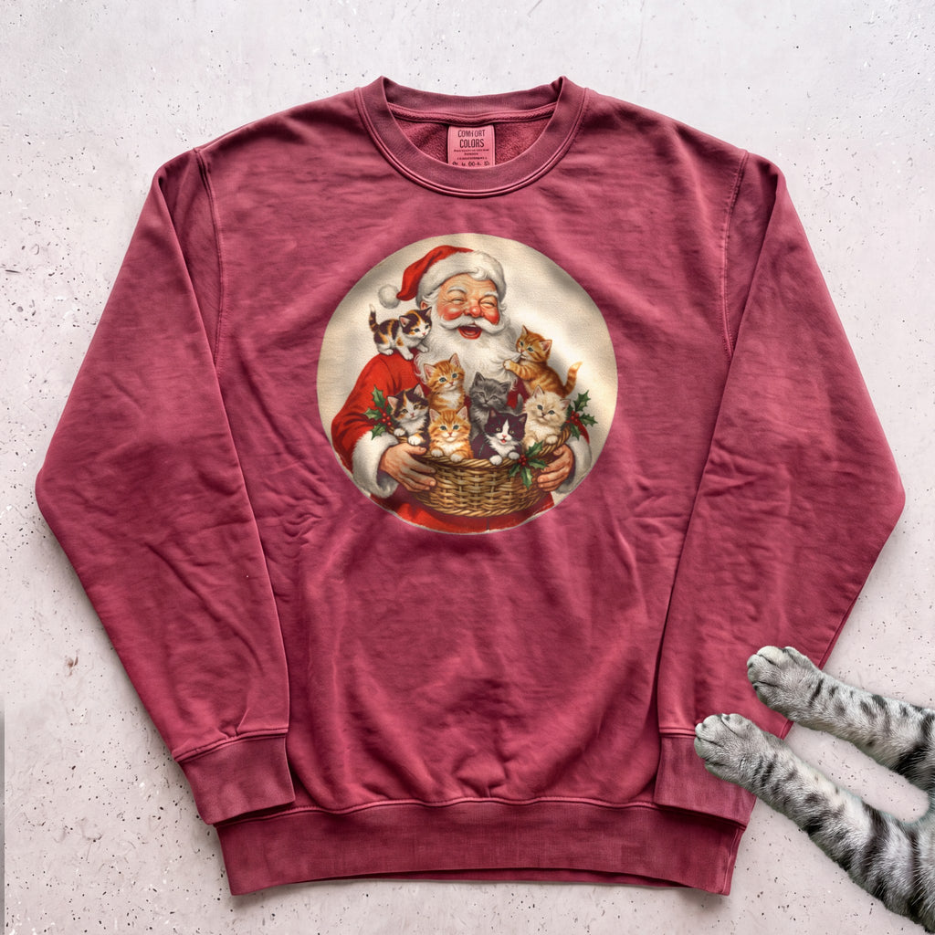 Santa's Kittens Cat Sweatshirt - Crimson