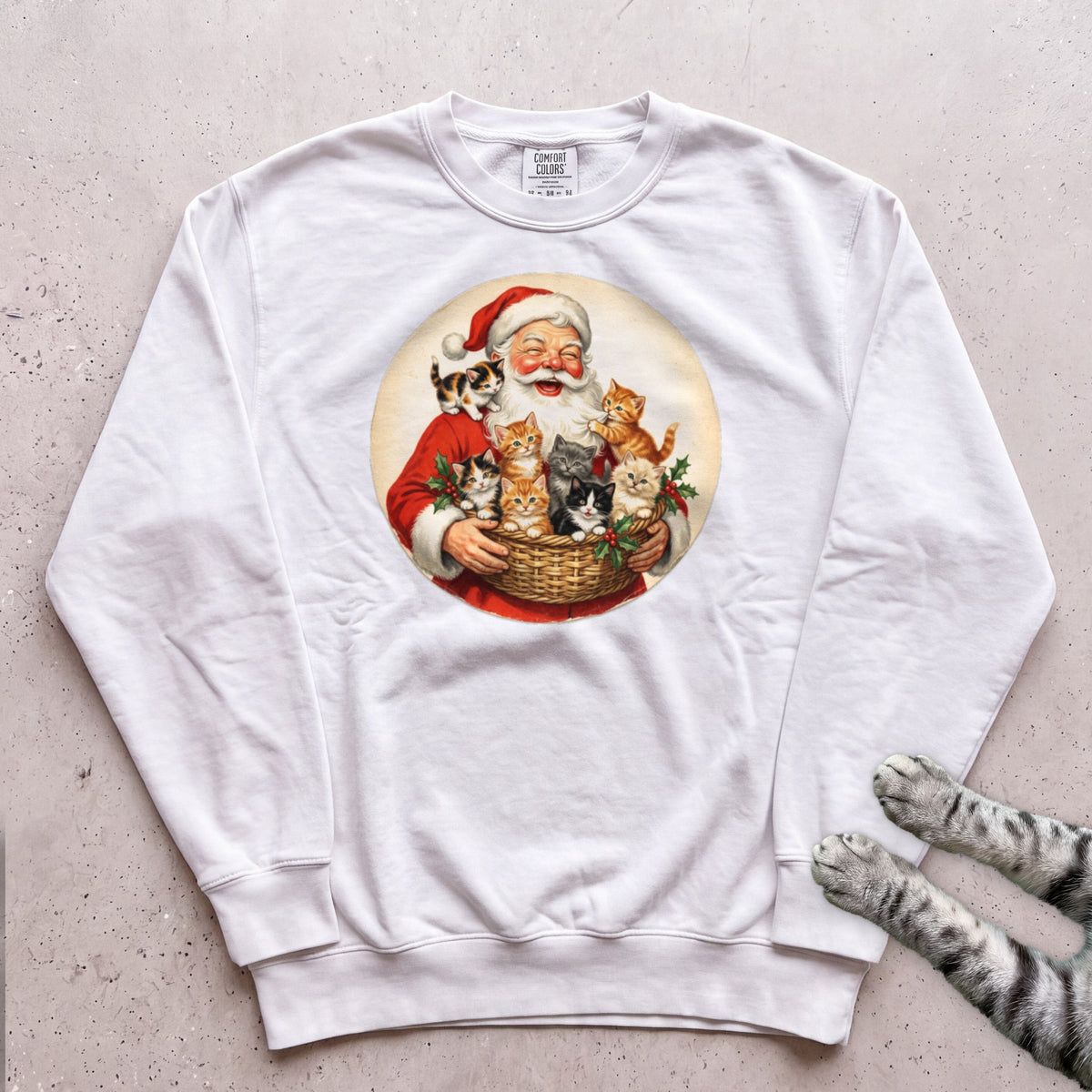 Santa's Kittens Cat Sweatshirt - White
