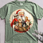 Santa's Kittens Cat T-Shirt - Light Green