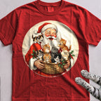 Santa's Kittens Cat T-Shirt - Red