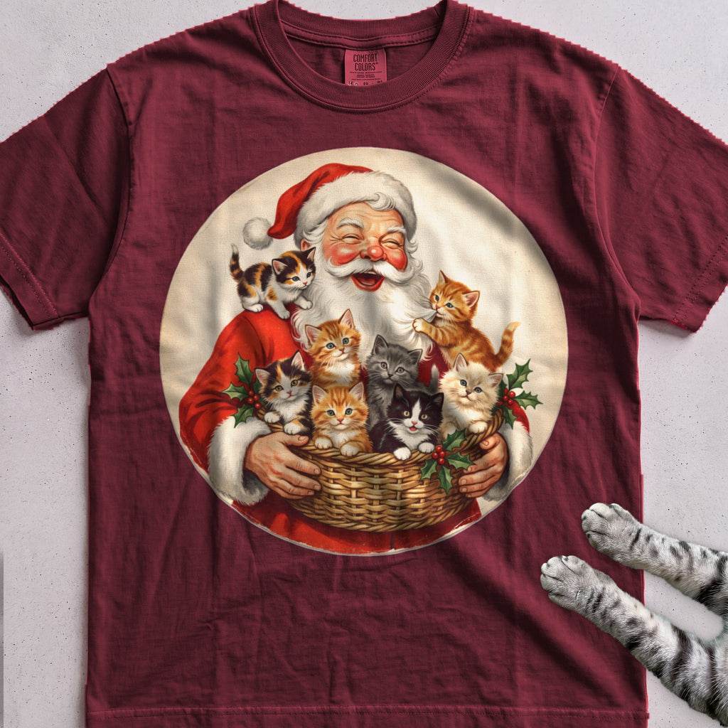 Santa's Kittens Cat T-Shirt - Wine