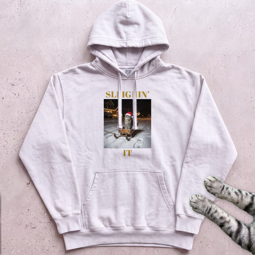 Sleighin' It Cat Hoodie - White