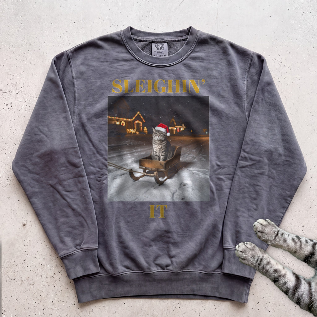 Sleighin' It Cat Sweatshirt - Pepper