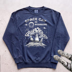 Space Cat on Mushrooms Sweatshirt - True Navy