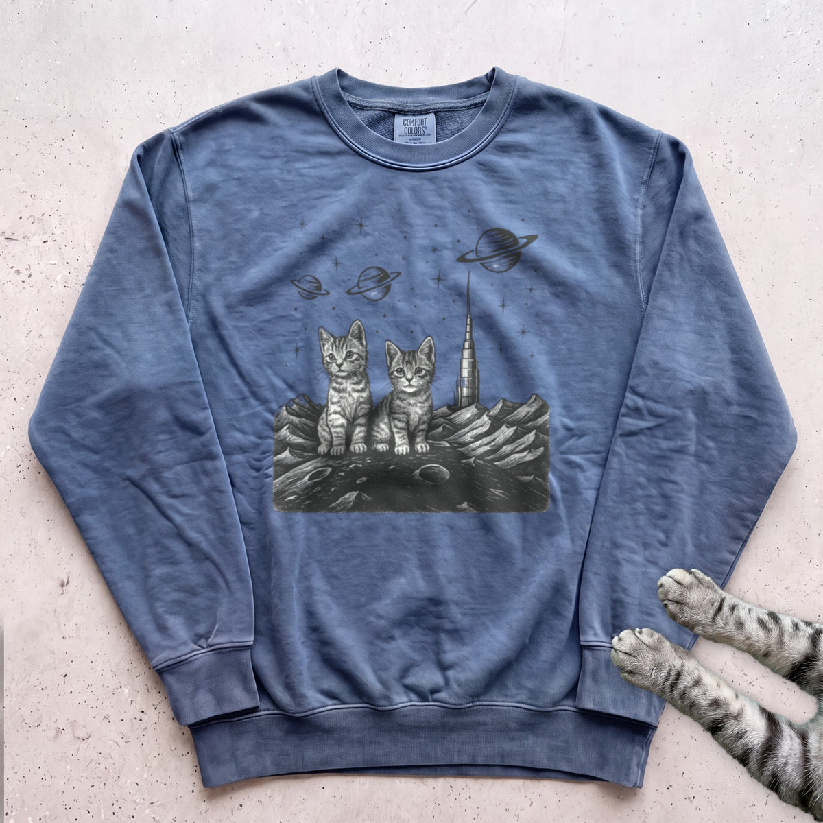 Space Cats Sweatshirt - Blue Jean