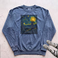 Starry Night Cat Sweatshirt - Blue Jean