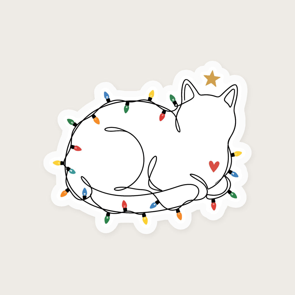 String Light Cat Sticker print detail