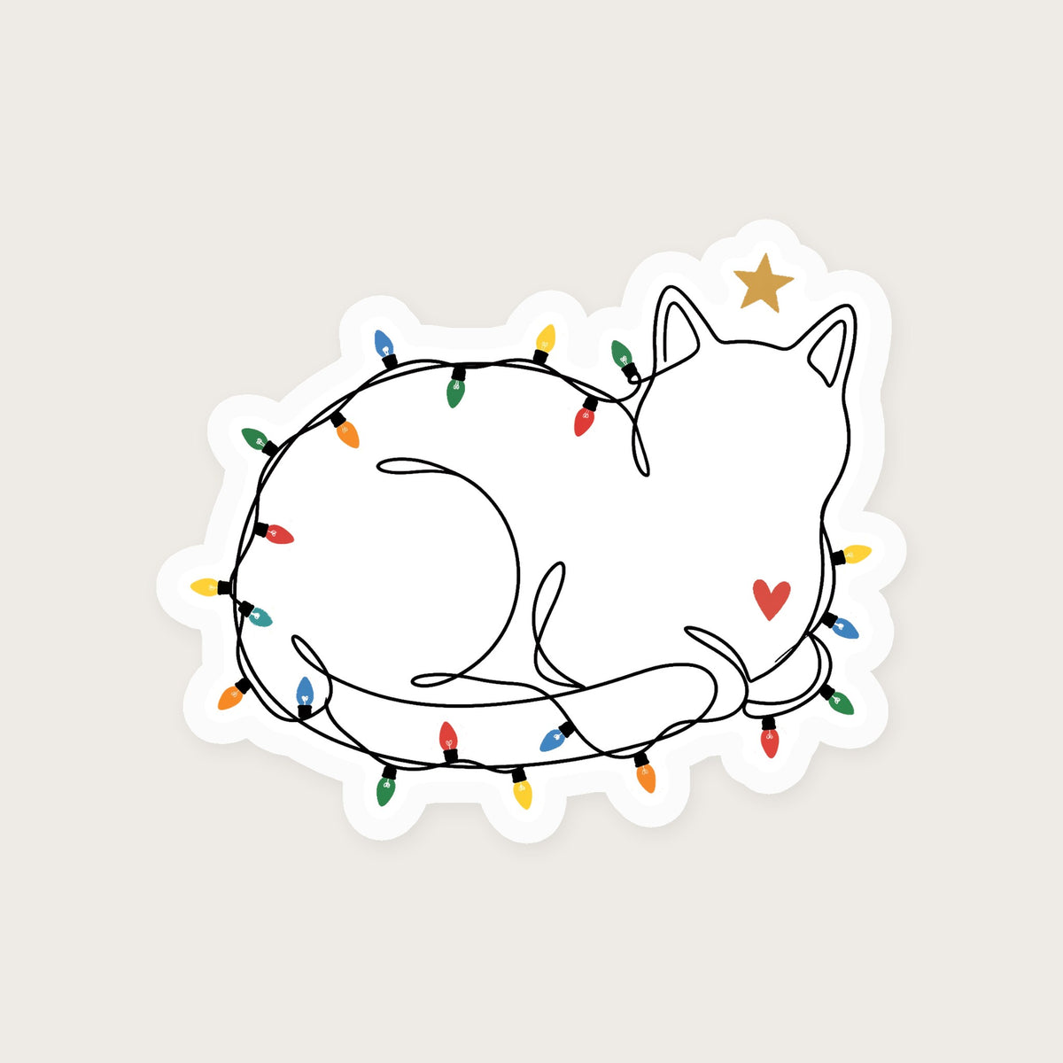String Light Cat Sticker print detail