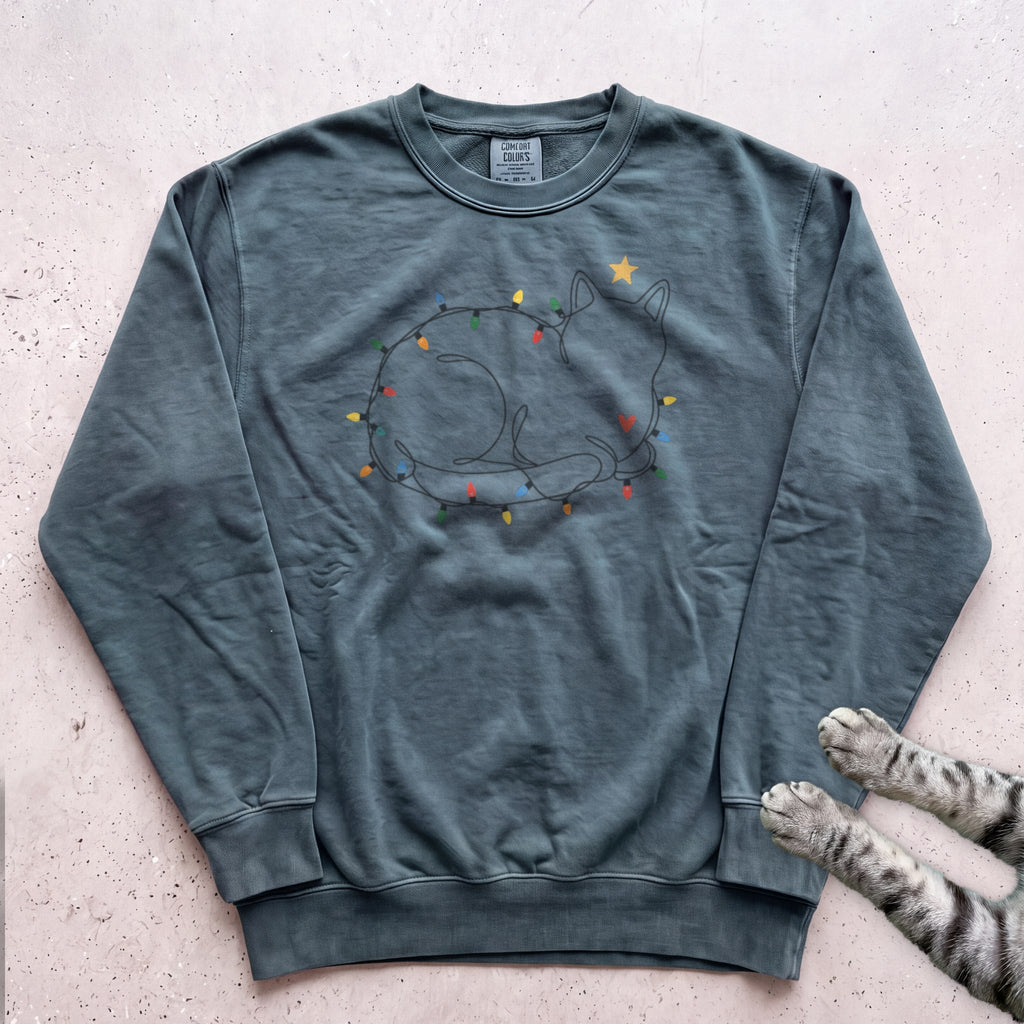 String Light Loaf Cat Sweatshirt - Blue Spruce