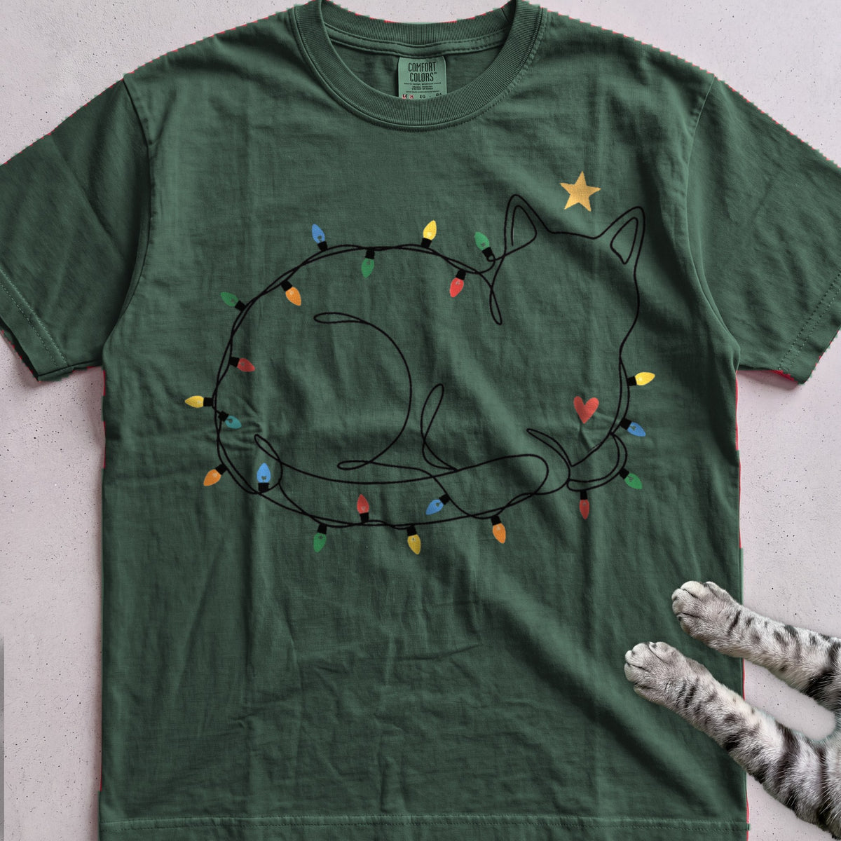 String Light Loaf Cat T-Shirt - Blue Spruce