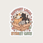 Support Local Street Cats Box Crew Sticker print detail