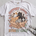 Support Local Street Cats Box Crew T-Shirt - White