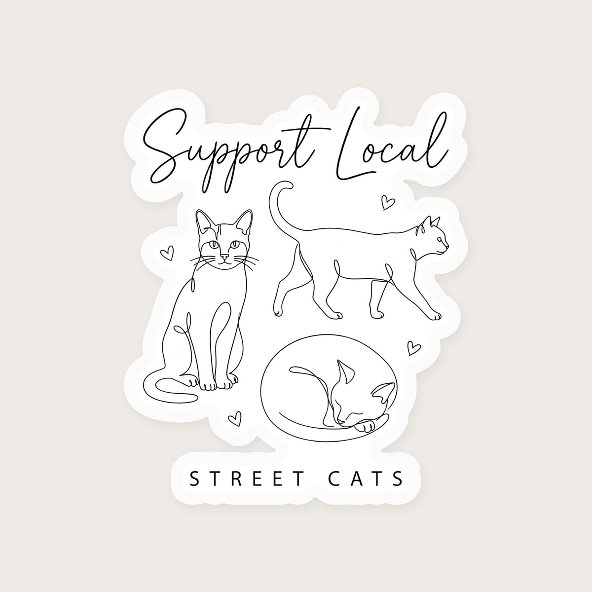 Support Local Street Cats Line Art Sticker print detail