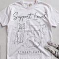 Support Local Street Cats Line Art T-Shirt - White