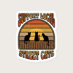 Support Local Street Cats Retro Sunset Sticker print detail