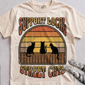 Support Local Street Cats Retro Sunset T-Shirt - Ivory