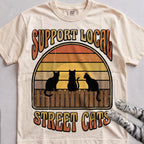Support Local Street Cats Retro Sunset T-Shirt - Ivory