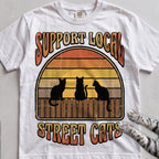 Support Local Street Cats Retro Sunset T-Shirt - White