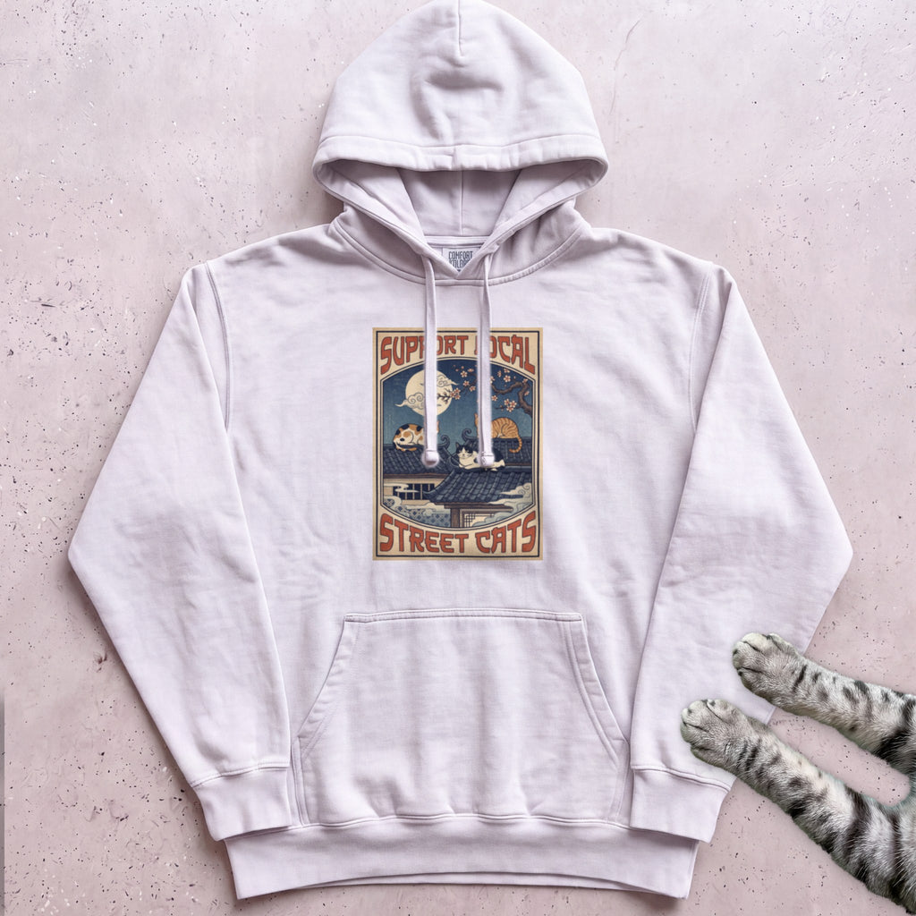 Support Local Street Cats Rooftop Print Hoodie - White