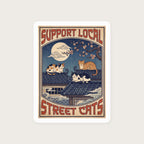 Support Local Street Cats Rooftop Print Sticker print detail