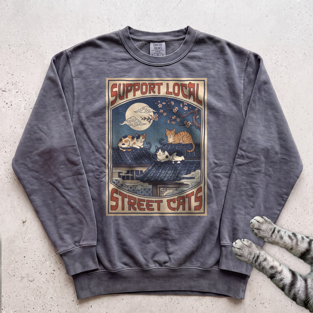 Support Local Street Cats Rooftop Print Sweatshirt - Pepper