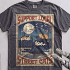 Support Local Street Cats Rooftop Print T-Shirt - Pepper