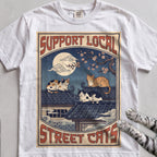Support Local Street Cats Rooftop Print T-Shirt - White