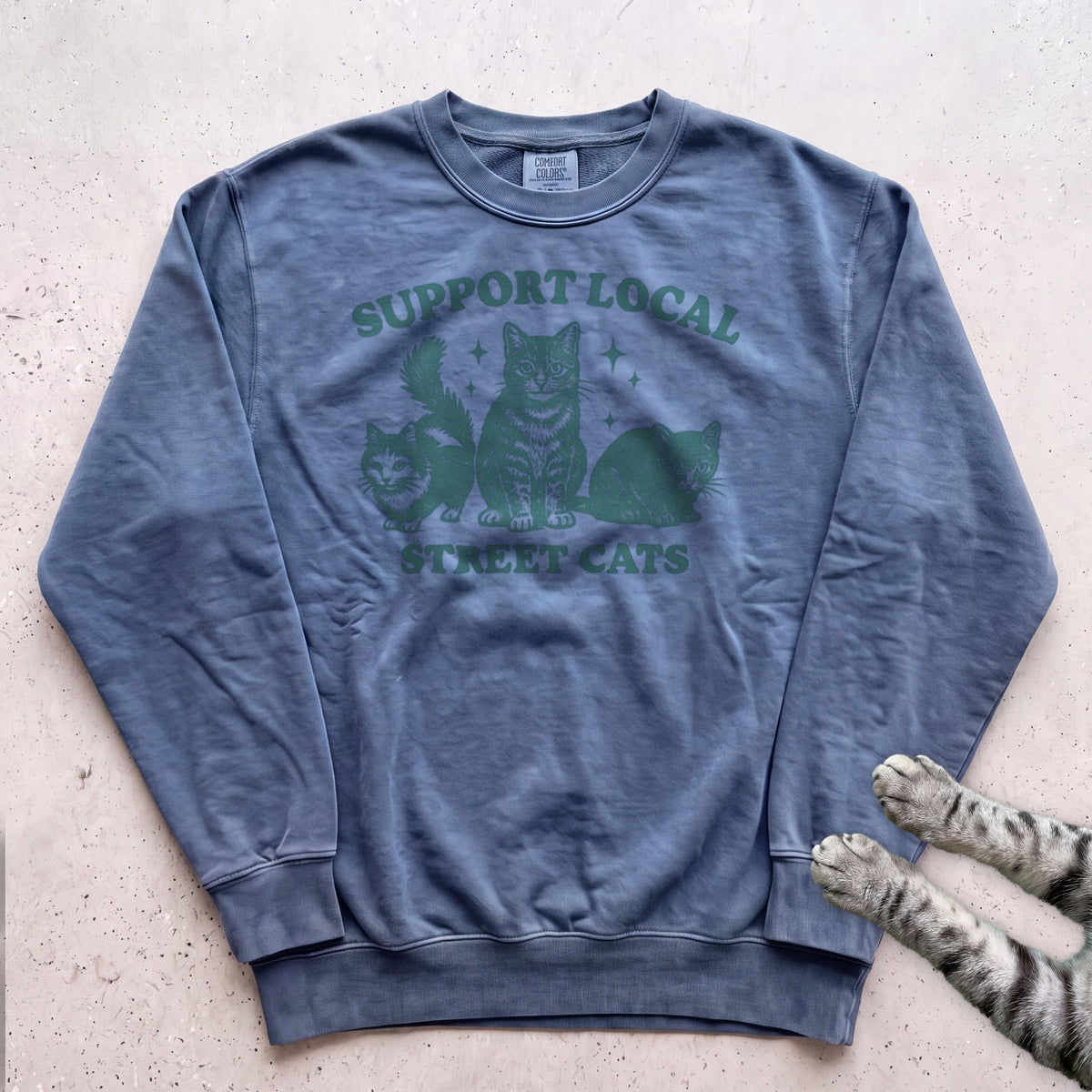 Support Local Street Cats Sweatshirt - Blue Jean
