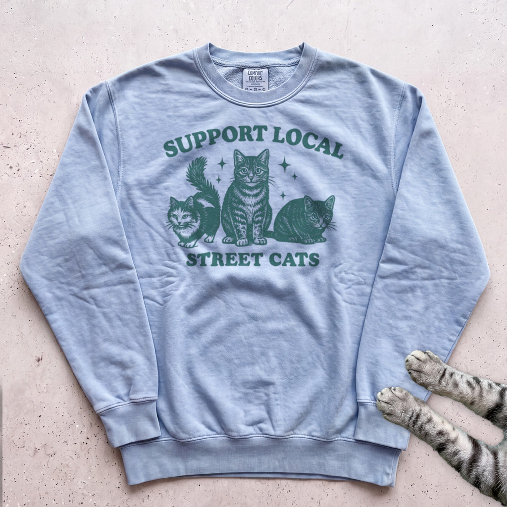 Support Local Street Cats Sweatshirt - Chambray